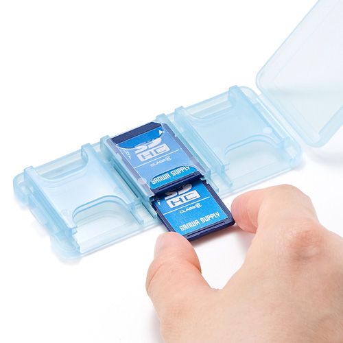 SDカードケース（6枚収納・2段・クリアブルー） FC-MMC23SDCBL サンワサプライ