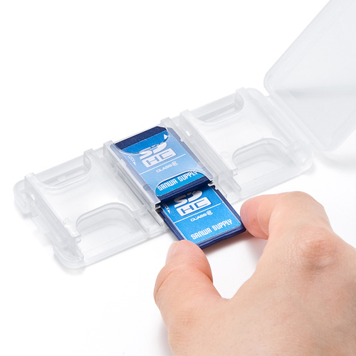 SDカードケース（6枚収納・2段・クリア） FC-MMC23SDCL サンワサプライ