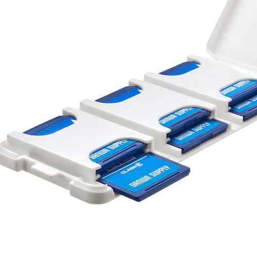 SDカードケース（6枚収納・2段・ホワイト） FC-MMC23SDW サンワサプライ