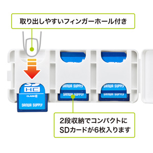 SDカードケース（6枚収納・2段・ホワイト） FC-MMC23SDW サンワサプライ