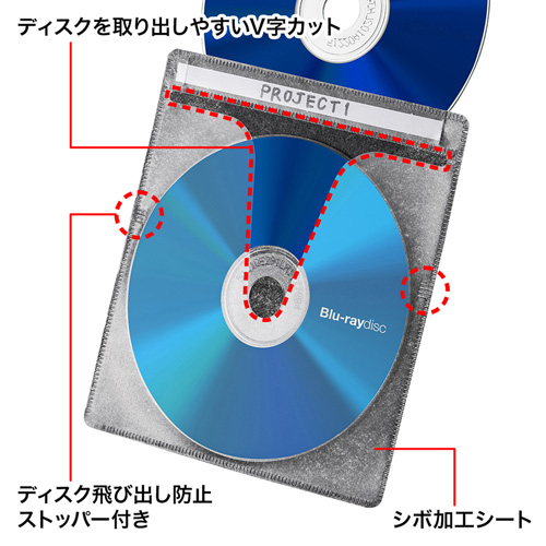 CD/DVD不織布ケース（ブルーレイディスク対応・収納ケース付き・25枚入り・ブラック） FCD-FBDBX25BK サンワサプライ