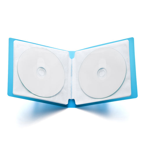 CD・DVD収納ケース(ファイルケース・12枚収納・インデックス付き・ブルー)