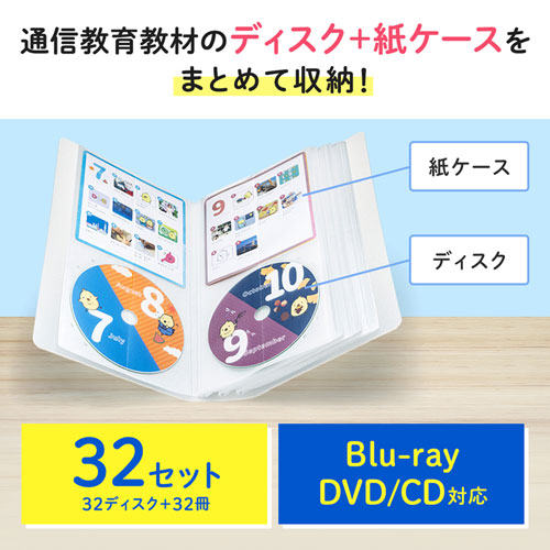 【アウトレット･訳あり・セール】CDファイルケース（CD32枚＋インデックス32冊収納・ジャケット収納対応・Blu-ray対応・クリア）