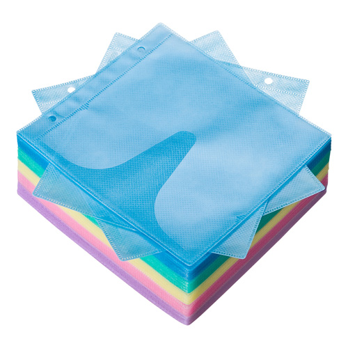 DVD・CD不織布ケース（リング穴付き・100枚入り・5色ミックス）