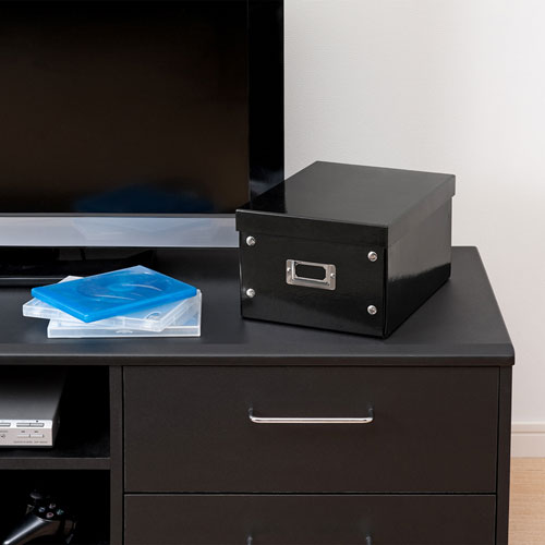 DVD BOX（組み立て式・簡単・スナップボタン留め・ブラック・W210mm）