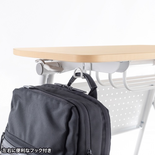 ミーティングテーブル（フォールディングデスク・アクティブラーニング・折りたたみデスク・幅73cm・幕板付き・キャスター付き・木目）