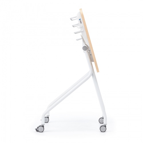 ミーティングテーブル（フォールディングデスク・アクティブラーニング・折りたたみデスク・幅73cm・幕板付き・キャスター付き・木目）