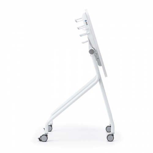 ミーティングテーブル（フォールディングデスク・アクティブラーニング・折りたたみデスク・幅73cm・幕板付き・キャスター付き・ホワイト）