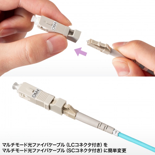 光ファイバ変換アダプタ（SCオス-LCメス・マルチモード・OM4・50μm・LCコネクタ to SCコネクタ）