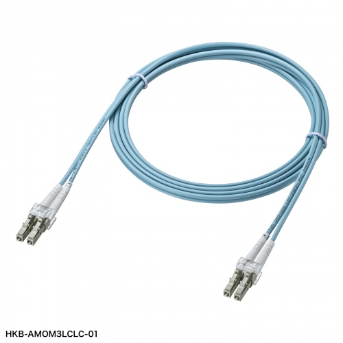 光ケーブル（1m・光ファイバケーブル・アーマードメガネ型・マルチモード・OM3・LC×2-LC×2・アクア）HKB-AMOM3LCLC-01 サンワサプライ