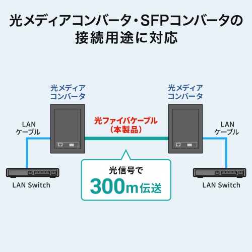 光ファイバケーブル（コード集合型・OM3・10GBASE-SR/SW規格・10Gbps・マルチモード・LC×2-LC×2・2芯・50μm・300m）