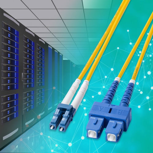 光ファイバケーブル（補強メガネ型・2芯・シングルモード・9μm・LC×2-SC×2・10ギガ・10m）
