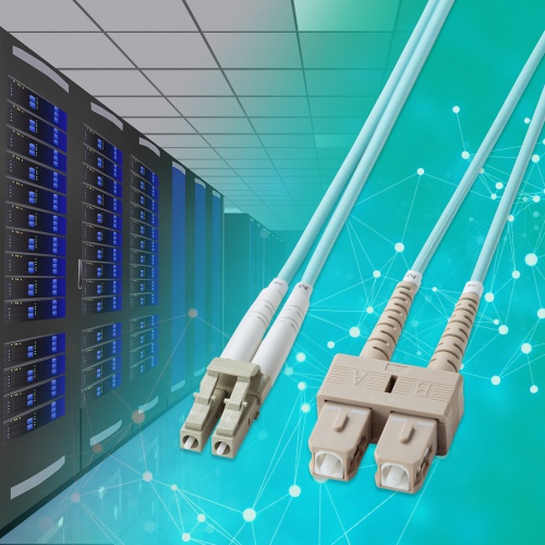 光ファイバケーブル（補強メガネ型・2芯・シングルモード・50μm・LC×2-SC×2・10ギガ・3m）