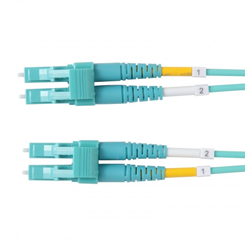 光ファイバケーブル（OM3・10GBASE-SR/SW規格・10Gbps・マルチモード・LC×2-LC×2・メガネ型・2芯・50μm・ショートブーツ・15m）