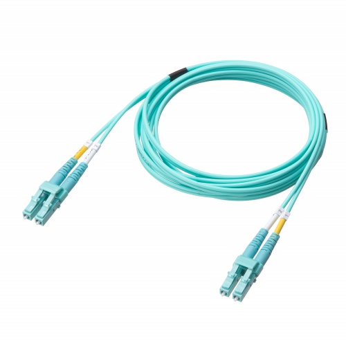 光ファイバケーブル（OM4・10GBASE-SR/SW規格・10Gbps・マルチモード・LC×2-LC×2・メガネ型・2芯・50μm・ショートブーツ・2m）