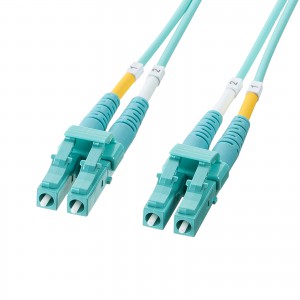 光ファイバケーブル（OM4・10GBASE-SR/SW規格・10Gbps・マルチモード・LC×2-LC×2・メガネ型・2芯・50μm・ショートブーツ・15m）