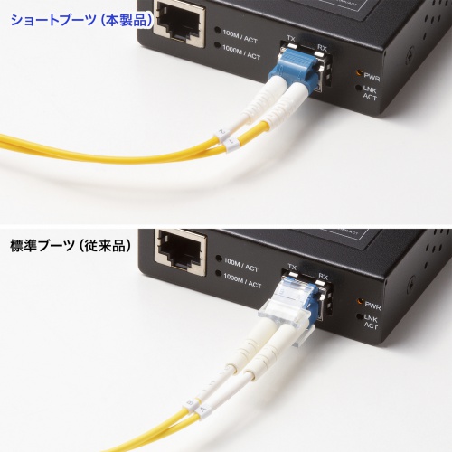 光ファイバケーブル（OM2・10GBASE-LR/ER/ZR規格・10Gbps・シングルモード・LC×2-LC×2・メガネ型・2芯・9μm・ショートブーツ・30m）
