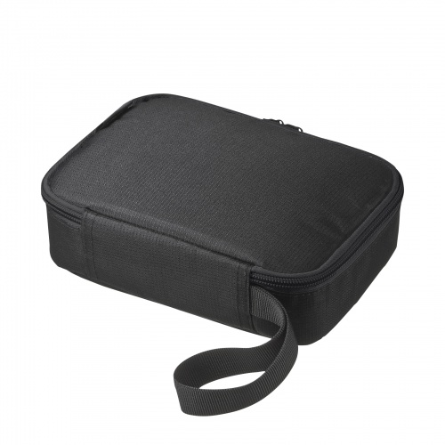 ガジェットポーチ（トラベルポーチ・旅行・海外旅行・出張・収納・整理・小物入れ・内寸18.5cm・奥行12.5cm・高さ4.5cm・ストラップ付・ブラック）