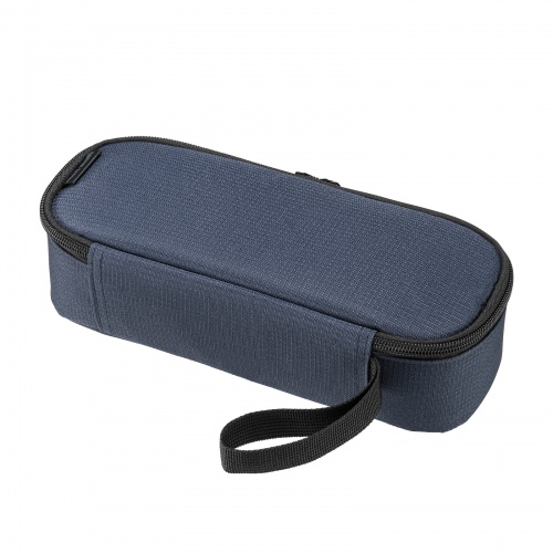 ガジェットポーチ（トラベルポーチ・旅行・海外旅行・出張・収納・整理・小物入れ・内寸23.5cm・奥行9cm・高さ5.5cm・ストラップ付・ネイビー）