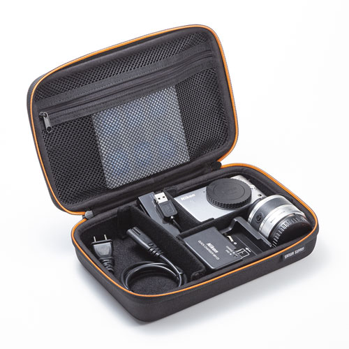 ポーチ（トラベルポーチ・ガジェットポーチ・小物入れ・おしゃれ・大容量・人気・おすすめ・男性・仕切り・収納・便利・持ち運び・セミハード・黒） IN-HDAD2BK サンワサプライ