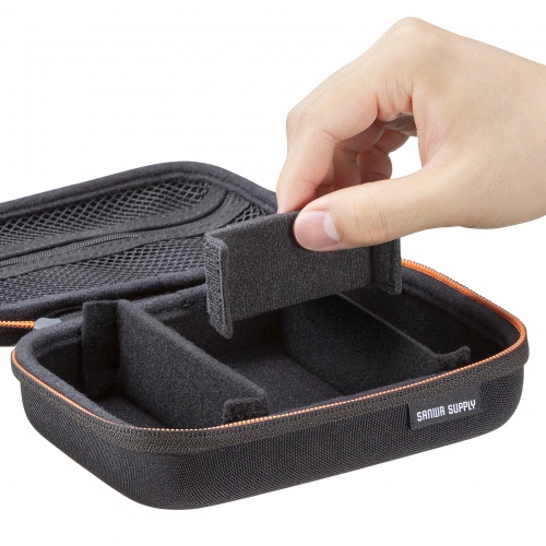 ガジェットケース（セミハード・ブラック・小物収納・インナーケース・モバイルバッテリー・充電器・スマホ収納ポーチ・幅17.5cm）
