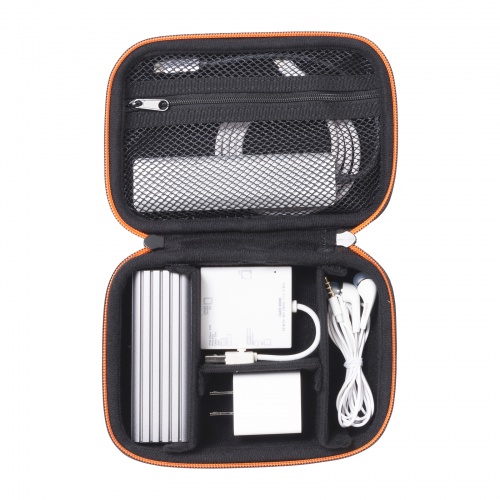 ガジェットケース（セミハード・ブラック・小物収納・インナーケース・モバイルバッテリー・充電器・スマホ収納ポーチ・幅17.5cm）