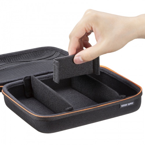 ガジェットケース（セミハード・ブラック・小物収納・インナーケース・モバイルバッテリー・充電器・スマホ収納ポーチ・幅22cm・Lサイズワイド）