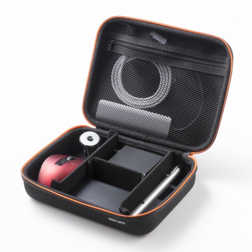 ガジェットケース（セミハード・ブラック・小物収納・インナーケース・モバイルバッテリー・充電器・スマホ収納ポーチ・幅22cm・Lサイズワイド）