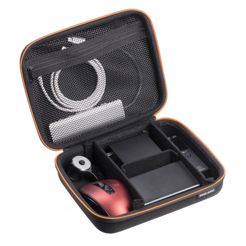 ガジェットケース（セミハード・ブラック・小物収納・インナーケース・モバイルバッテリー・充電器・スマホ収納ポーチ・幅22cm・Lサイズワイド）