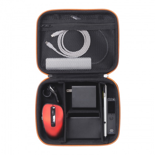 ガジェットケース（セミハード・ブラック・小物収納・インナーケース・モバイルバッテリー・充電器・スマホ収納ポーチ・幅22cm・Lサイズワイド）