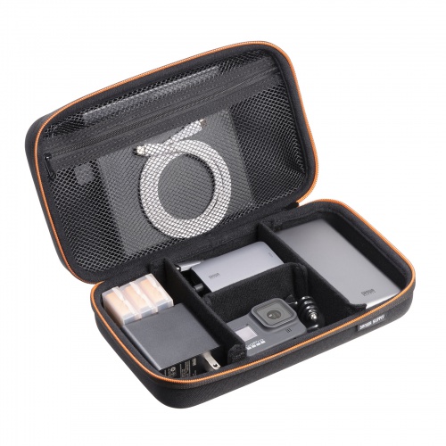 ガジェットケース（セミハード・ブラック・小物収納・インナーケース・モバイルバッテリー・充電器・スマホ収納ポーチ・幅26cm・LLサイズ）