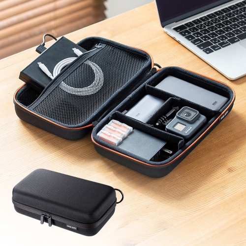 ガジェットケース（セミハード・ブラック・小物収納・インナーケース・モバイルバッテリー・充電器・スマホ収納ポーチ・幅26cm・LLサイズ）