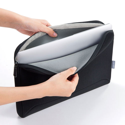 インナーケース（MacBook用・衝撃吸収・低反発ウレタン・13.3インチ・ファスナー付き・ブラック）