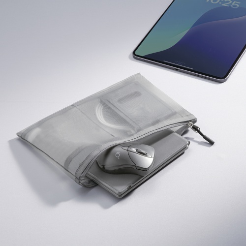 メッシュケース（メッシュポーチ・トラベルポーチ・ナイロン素材・小物入れ・幅23.5/高さ16cm・グレー）