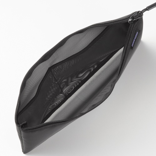 メッシュケース（メッシュポーチ・トラベルポーチ・ナイロン素材・小物入れ・幅25.5/高さ20cm・ブラック）