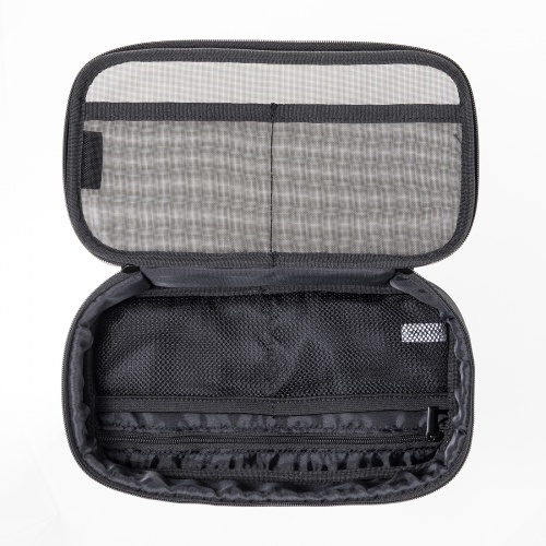 ガジェットケース（メッシュ・トラベルポーチ・モバイルバッテリー・PC周辺機器・ケーブル・整理・旅行・海外旅行・出張・収納・幅20.5×奥行10.5×高さ6.5cm・ブラック）