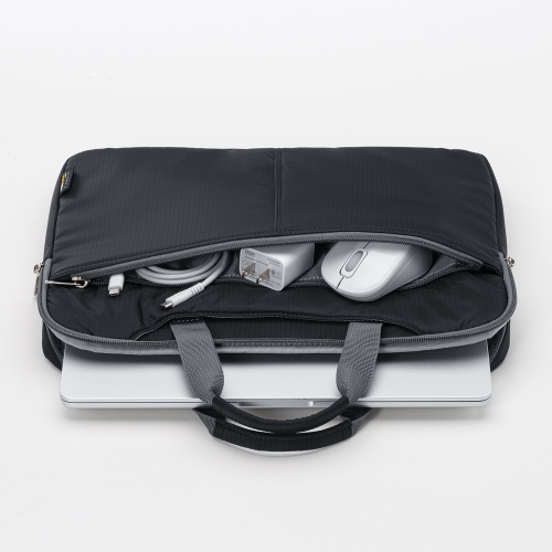 ノートパソコン インナーケース（11.6型ワイドまで対応・取っ手付き・撥水加工・ポケット付き・高耐久・バックインバック・整理・ブラック）
