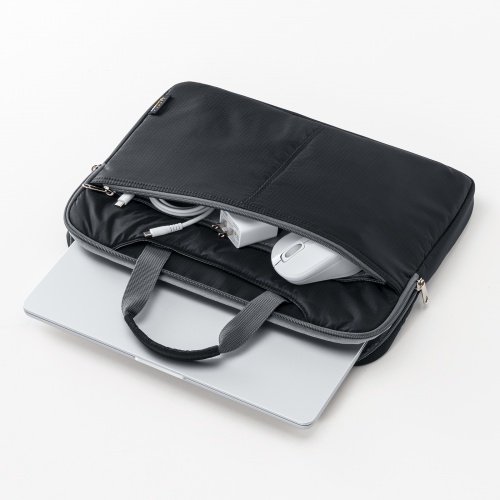 ノートパソコン インナーケース（11.6型ワイドまで対応・取っ手付き・撥水加工・ポケット付き・高耐久・バックインバック・整理・ブラック）