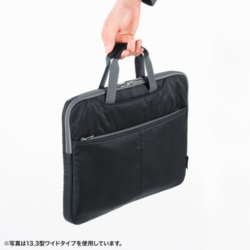 ノートパソコン インナーケース（11.6型ワイドまで対応・取っ手付き・撥水加工・ポケット付き・高耐久・バックインバック・整理・ブラック）