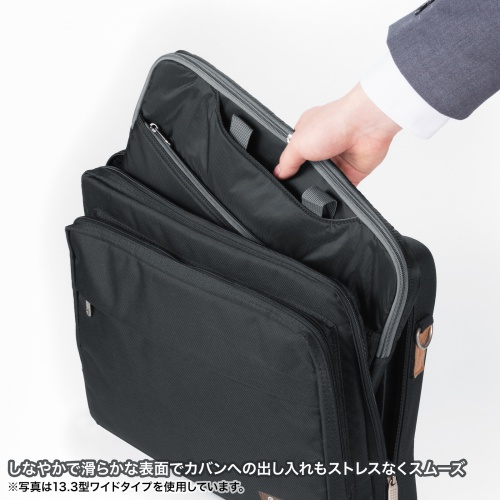 ノートパソコン インナーケース（11.6型ワイドまで対応・取っ手付き・撥水加工・ポケット付き・高耐久・バックインバック・整理・ブラック）