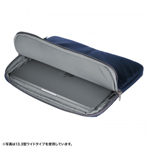 ノートパソコン インナーケース（11.6型ワイドまで対応・取っ手付き・撥水加工・ポケット付き・高耐久・バックインバック・整理・ネイビー）
