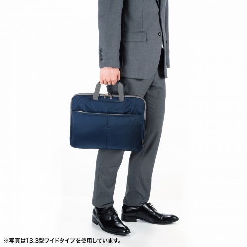 ノートパソコン インナーケース（11.6型ワイドまで対応・取っ手付き・撥水加工・ポケット付き・高耐久・バックインバック・整理・ネイビー）