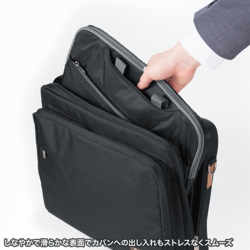 ノートパソコン インナーケース（13.3型ワイドまで対応・取っ手付き・撥水加工・ポケット付き・高耐久・バックインバック・整理・ブラック）