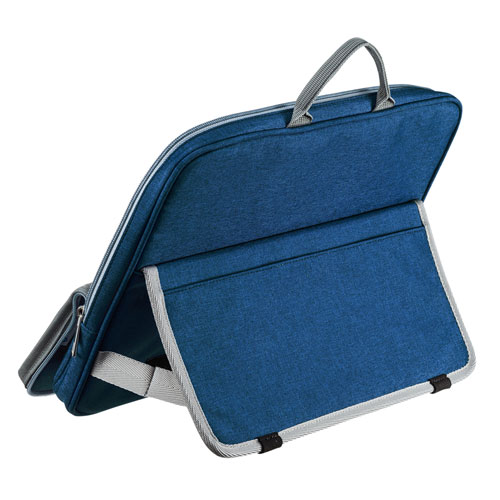 スタンドポーチ(バッグ・自立・テレワーク・小物入れ・卓上・アクセサリ/ガジェット収納・Lサイズ・ブルー)