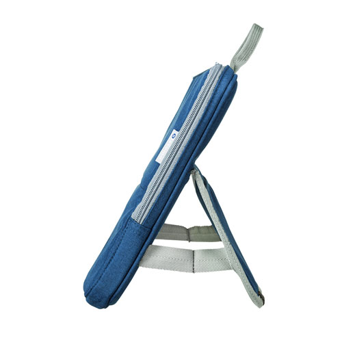 スタンドポーチ(バッグ・自立・テレワーク・小物入れ・卓上・アクセサリ/ガジェット収納・Lサイズ・ブルー)