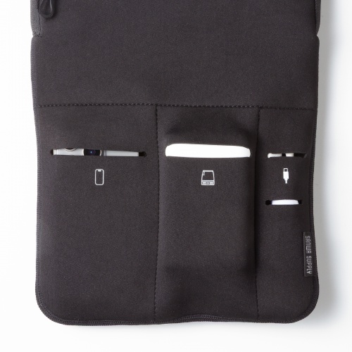 ノートパソコンケース（13.3型・14型ワイド対応・インナーケース・外ポケット付・周辺機器収納・通勤用・オフィス移動用・ブラック）