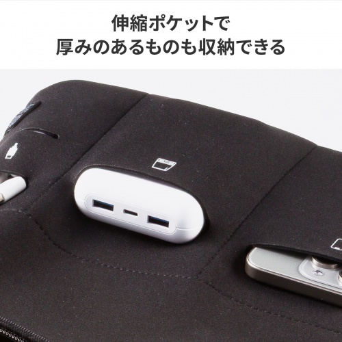 ノートパソコンケース（15.6型・16型ワイド対応・インナーケース・外ポケット付・周辺機器収納・通勤用・オフィス移動用・ブラック）