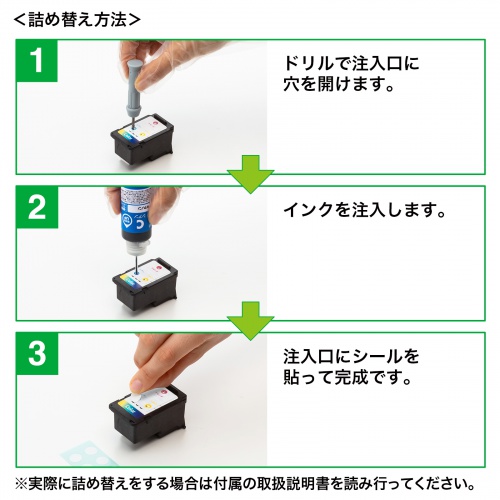 詰め替えインク（キャノン・顔料ブラック・シアン・マゼンダ・イエロー・BC-366/365/361/360/346/345/341/340/311/310）