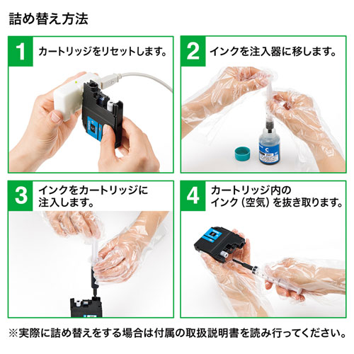 詰め替えインク　LC111・113・115・117対応（顔料ブラック・シアン・マゼンタ・イエロー・各60ml）