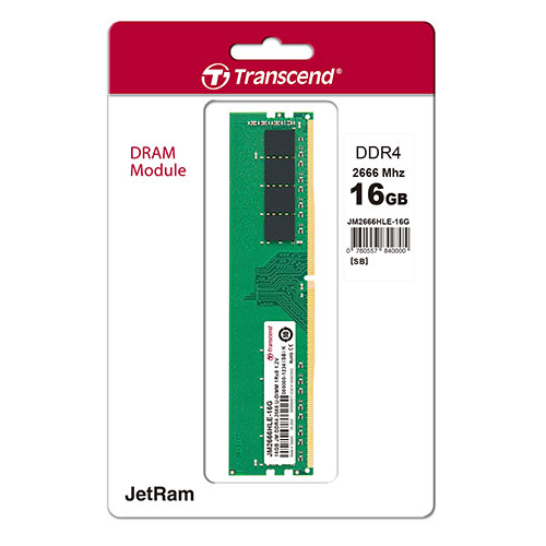 デスクトップ用メモリ 16GB Transcend DDR4-2666 PC4-21300 U-DIMM JM2666HLE-16G
